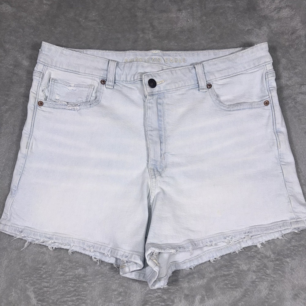 American Eagle midi distressed denim shorts Girls size 14 Light Wash